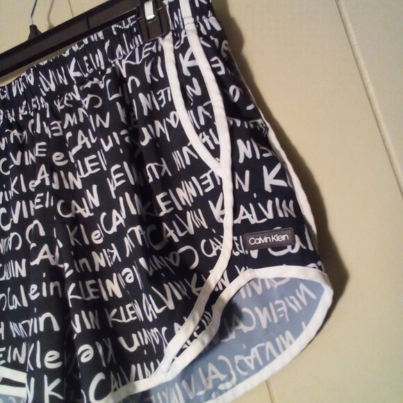Calvin Klein Shorts Women L Athletic Active Running Spell Out Liner Black White - Picture 6 of 13